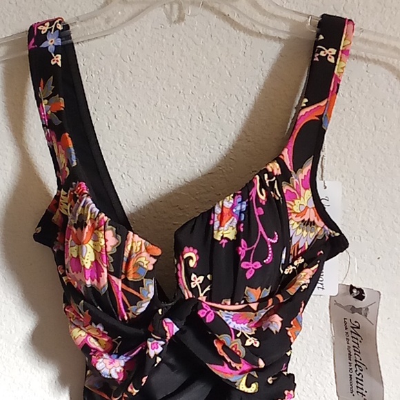NEW Miraclesuit Party Beachy Size 8 Floral Black-Pink Colors - Picture 6 of 12